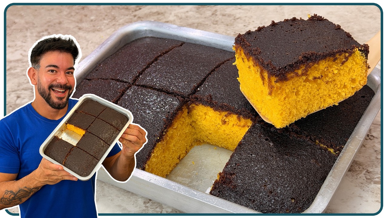 Bolo de cenoura com casquinha crocante de chocolate
