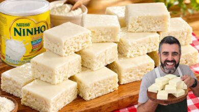 Doce de leite de corte com leite Ninho cortado em pedaços