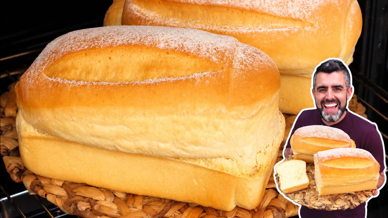 Pão de água caseiro, fofo e dourado