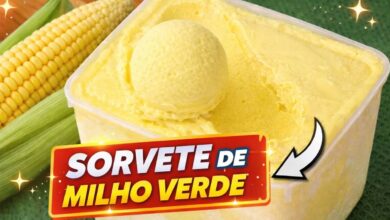 Sorvete cremoso de milho verde em pote