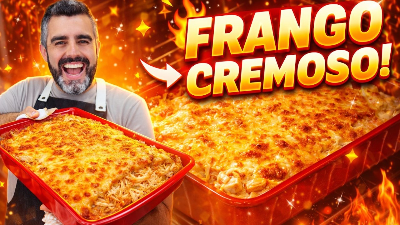 Frango cremoso servido em travessa