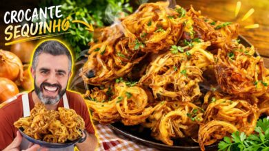 Bolinho de cebola sequinho e crocante