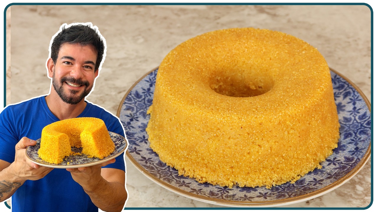 Fatias de bolo de milho sem trigo e sem leite