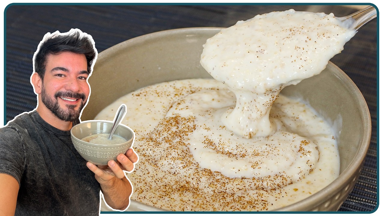Mingau de aveia cremoso em tigela