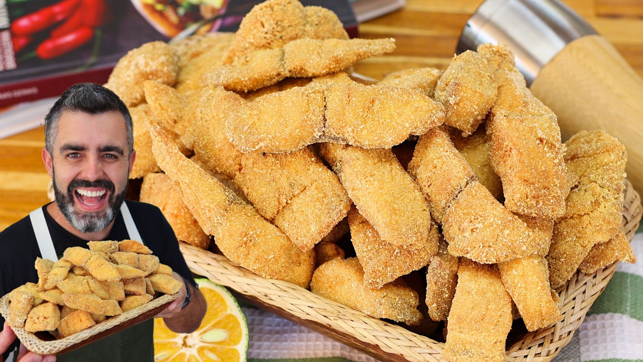 Filé de peixe frito empanado crocante